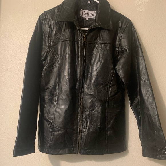 Black leather jacket size Large - Picture 4 of 6